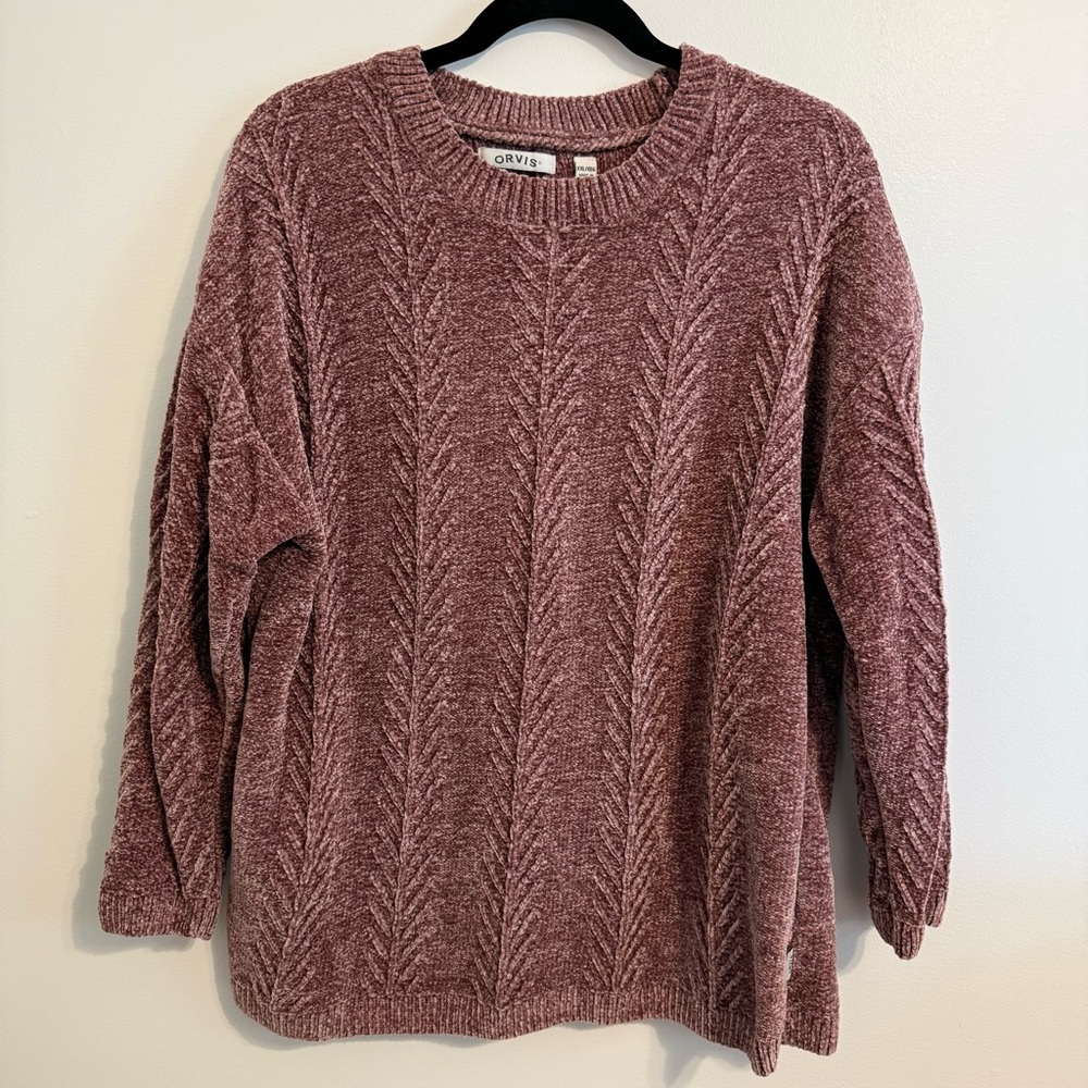 Orvis Chenille Crewneck Sweater in Rose